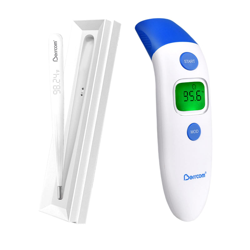 [Australia - AusPower] - [Value Bundle] Berrcom Rechargeable Digital Thermometer AET-F372 & Berrcom Forehead and Ear Thermometer for Adults and Kids ET003 
