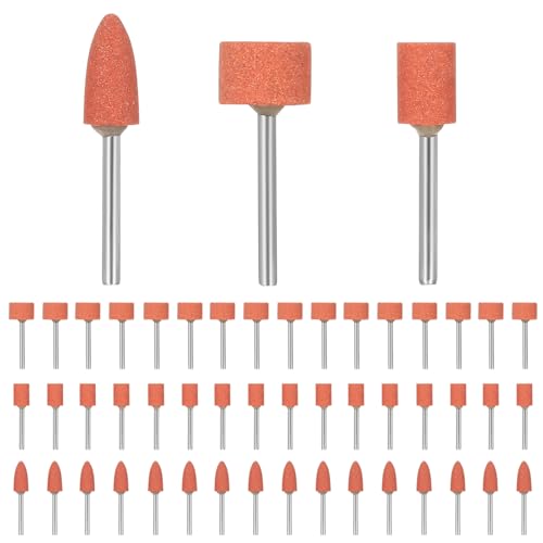 51-Piece Corundum Grinding Tip Set, Sanding Stones Polishing Heads, Grinding Heads, Rotary Tool Accessories, 1/8 Inch Sanding Disc Head, Corundum Grinding Attachment Set for Grinding, Polishing, Deburring, Metal, Glass