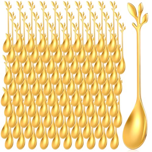 100 Pcs Coffee Spoons Stainless Steel Bulk, 4.72'' Small Gold Tea Spoons