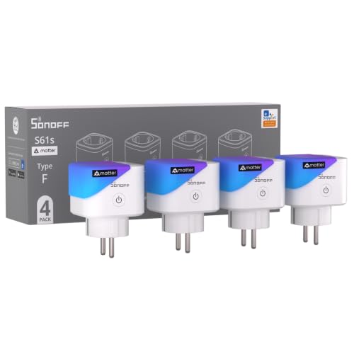 SONOFF S61s Smart Sockets 16A/3840W - Remote & Voice Control for a Safer and Smarter Life | Energy Monitoring & Timers | Matter Compatible with Alexa, Google and HomeKit (Pack of 4) 4 PACK