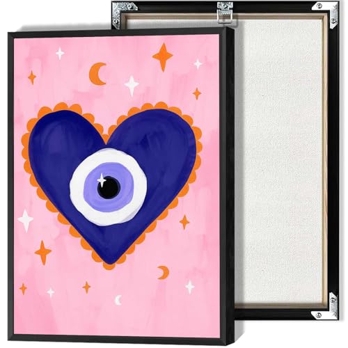 Evil Eye Heart Posters Spiritual Protection Eclectic Prints Pink Bedroom Decor Canvas Wall Art For Home Bedroom Dorm Wall Decor 12x16in Unframed Pink 007 12"L x 16"W