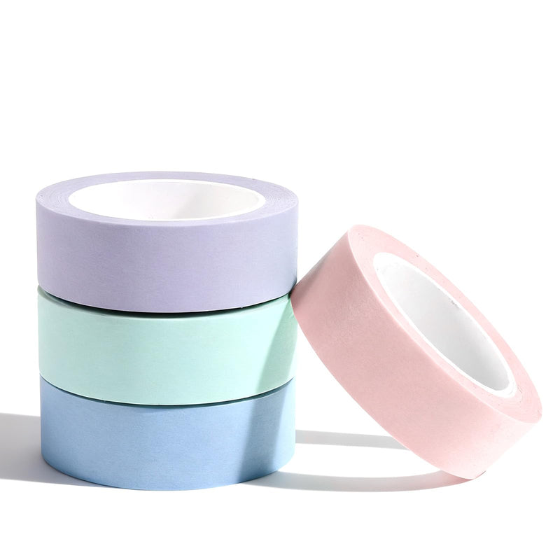 4 Roll Plain Color Washi Tape, 32 Ft X 0.59" Mint Green Pink Purple and Blue Washi Tape Set Low Tack Tapes Masking Self-Adhesive Tapes for Packaging Journals Scrapbooks DIY Crafts Gifts Green Powder Blue Purple and Blue