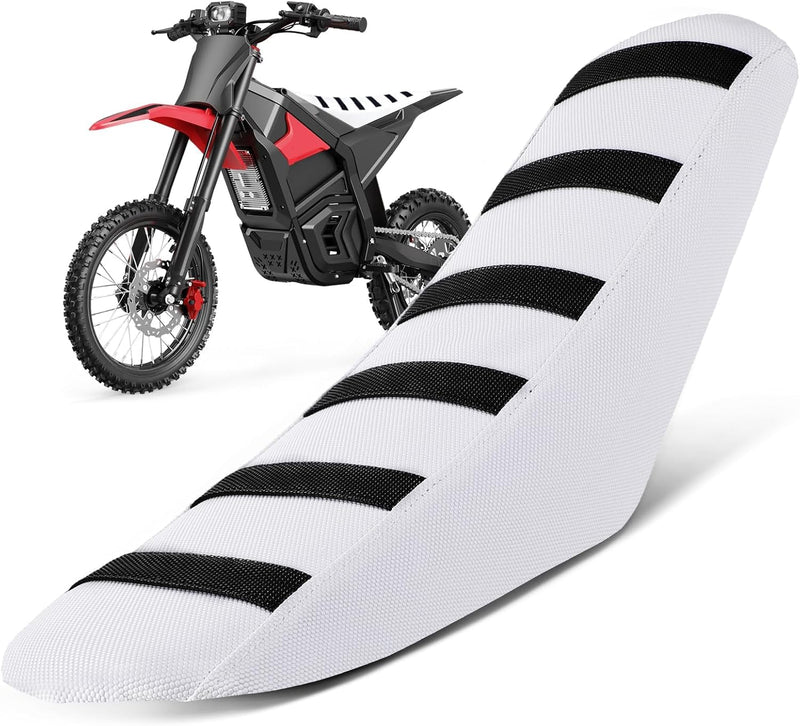 [Australia - AusPower] - Dirt Bike Seat Cover Universal for Yozma IN10 Ebike in 10 CRF XR TTR KLX PW DRZ RM 50 70 80 100-125cc Pit Bike White/Non Slip Black Stripe/Gripper Soft/Water Proof 