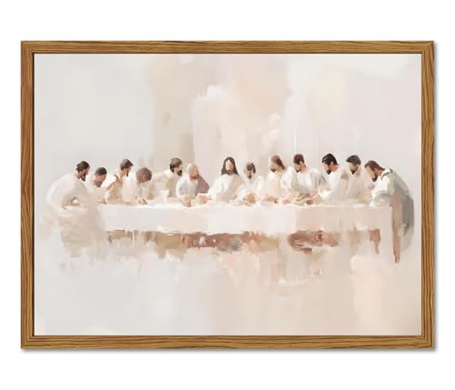 Jesus Last Supper Wall Art, Christian Wall Decor Paintings, Christ Pictures Religious Home Decor for Living Room Dining Room Church Prayer Room Bedroom 12x16 inch Framed 16"L x 12"W