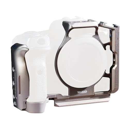 Full Camera Cage for Canon EOS R5, Lightweight 6061 Aluminum Alloy Rig Stabilizer with Cold Shoe Mount, Arca-Swiss Base & 1/4" Threaded Holes for Gimbal, Video Filming (Titanium) Titanium