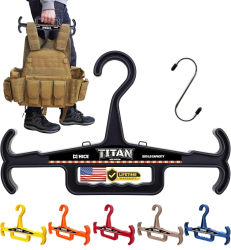 HICE - Titan Vest Hanger | Original Heavy Duty Plate Carrier & Body Armor Hanger | 200 lb Load Capacity | Durable High Impact Resin | for Police, Military, Scuba & Tactical Gear (Black) Black Set of 1