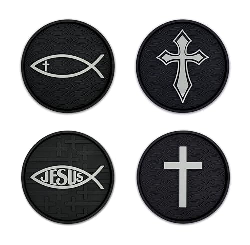 Christian Jesus Fish Religious Automotive Silicone Coasters Set of 4 Religious 4-pack