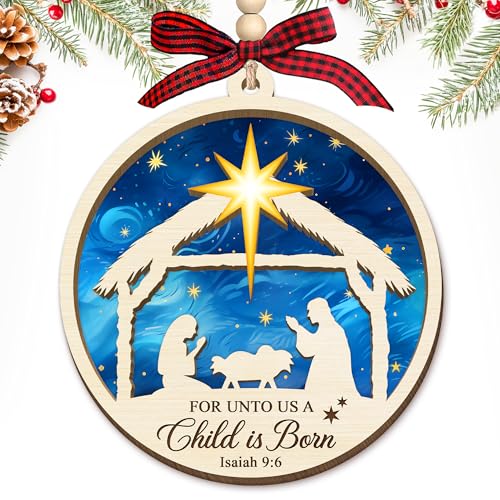 HEXMOZ Nativity Scene Ornaments - Catholic Religious Gifts for Women, Men Nativity Scene 1