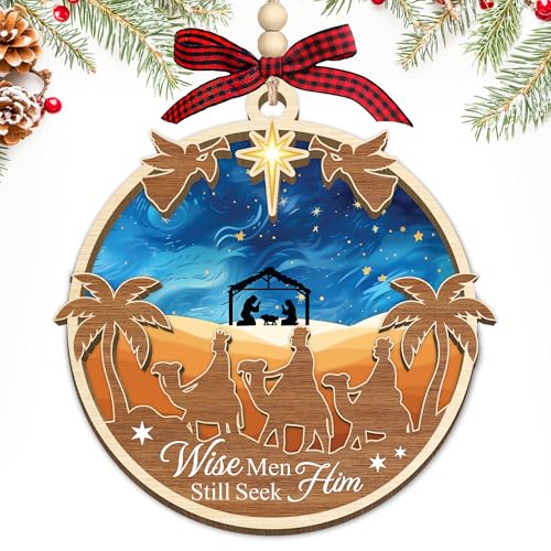 HEXMOZ Nativity Scene Ornaments - Catholic Religious Gifts for Women, Men Nativity 2