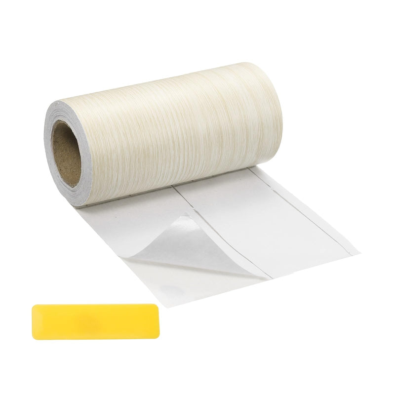 uxcell Wood Tape, 4 Inch x 16ft Self-Adhesive Wood Grain Repair Tape Patch with Plastic Scraper for Baseboards, Doors, Windows, Floor Repair and Furniture Renovation, Beige