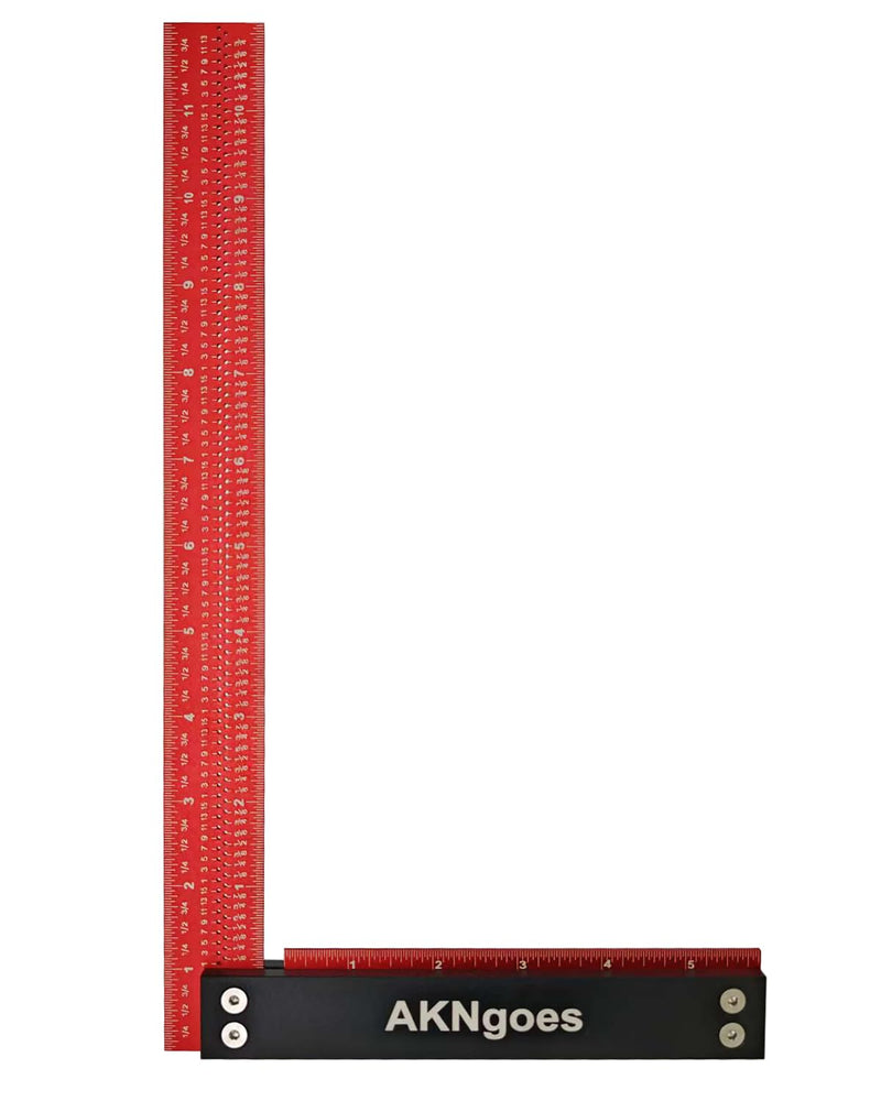 Precision Woodworking Square Ruler for Measuring and Marking, Square Ruler with Support Lip, Self Standing for Quick Measurement, Framing Tool for Professional Carpentry Use - 12 Inch