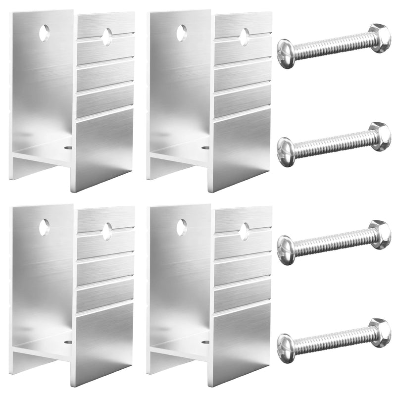Extra Tall H-Brackets for Pontoon Bimini Tops, 1-1/4" Square Aluminum Tubing Mount, Compatible with Shademate Bimini Top Parts, Aluminum Aluminum 4 Pack