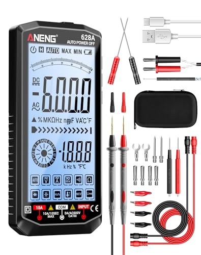 ANENG black rechargeable TRMS multimeter with 6000-count digital voltmeter display