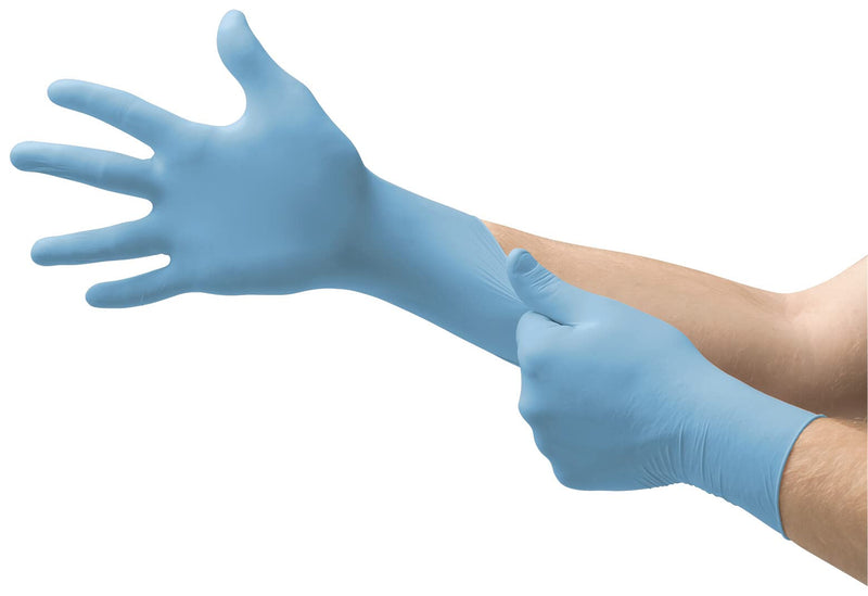Ansell MICRO-TOUCH Nitra-Tex Powder-Free Examination Gloves, Size XL (9.5-10.0), Blue, (100 Pairs)