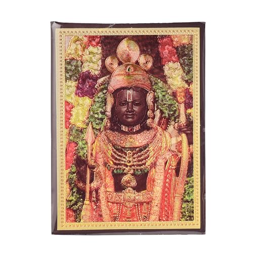 DHRUVS COLLECTION Gold Plated Ram Lala Fridge Magnet with Lacquer Coating for Home Decor, Kitchen, Car Dashboard, Main Door, Office, Pooja, Temple, Workplace