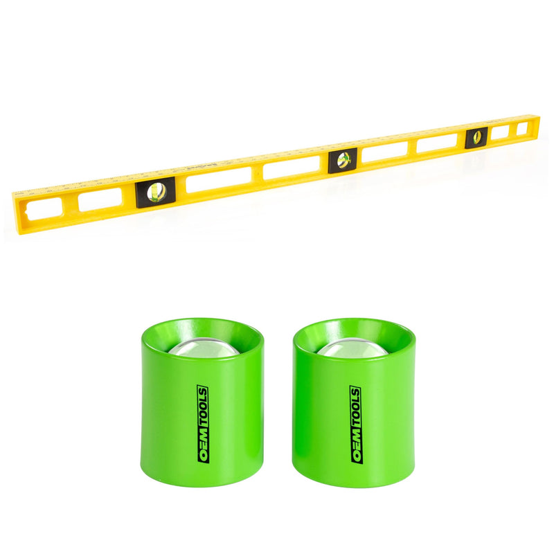 [Australia - AusPower] - Mayes Polystyrene 4ft Level, 00LM Mini LED Button Work Light, 48 Inch Level Made in the USA, 2 Button Mini Flashlights, Carpenter Tools, Button Magnetic Work Light, Impact Resistant Frame 