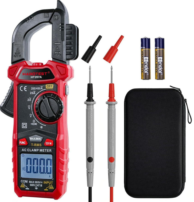 [Australia - AusPower] - Digital Clamp Meter Multimeter with D-Shaped Jaw, 2000 Counts Amp Voltage Tester Auto-ranging for AC/DC Voltage, AC Current, Capacitance, Resistance, Diode, Continuity 