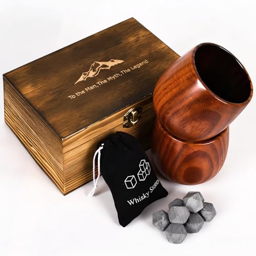 Wooden Whiskey Glass Set Of 2 Wooden Bourbon Glass Charred 10oz Bourbon Gifts For Him Man Husband Father Birthday Wood Whiskey Tumbler Handcrafted Whisky Cup (4) 4