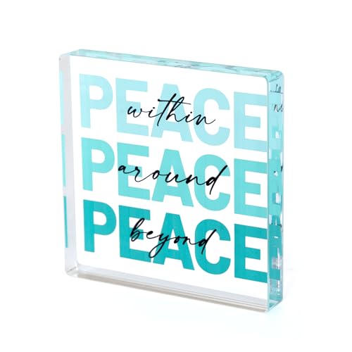 Teal Peace Inspirational Figurine 4x4 Inch Desk Decor Teal