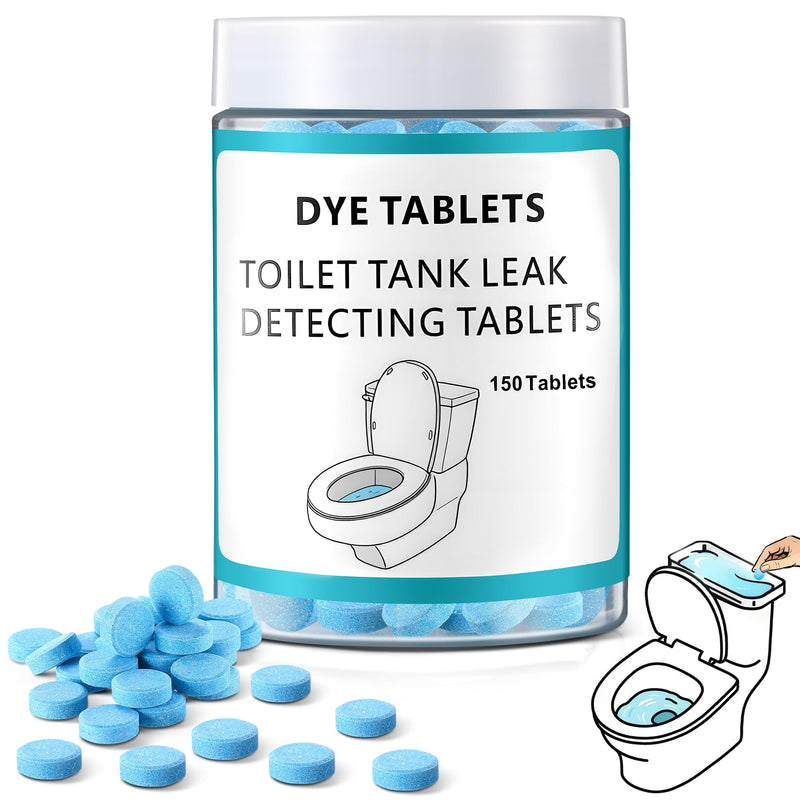 Demissle 150 Pcs Toilet Leak Detection Tablets, Blue Dye Tablets with Storage Bottle, Detect Silent Tank Leaks, Water Tracer Dye for Bathroom Toilets Detection