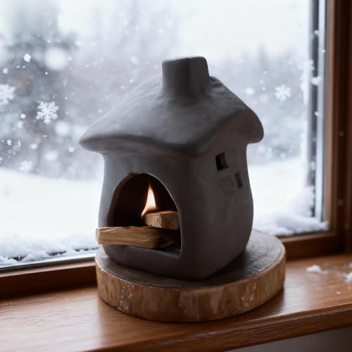 Mougigi House Palo Santo Burner - Mini Ceramic Chiminea Holder Black High House