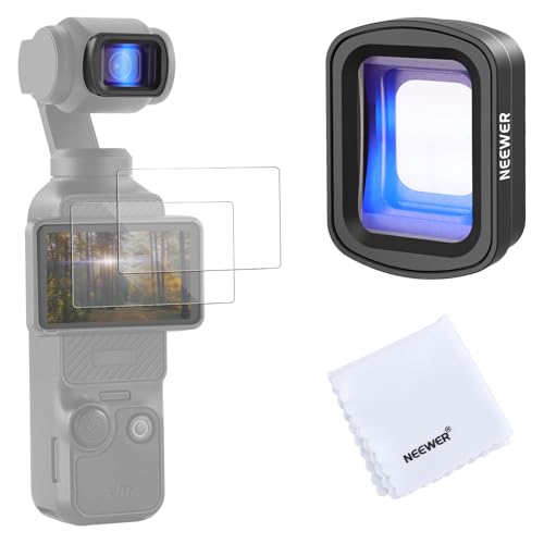 NEEWER 1.2X Blue Anamorphic Lens Compatible with DJI Osmo Pocket 3 / Pocket 4 / Xtra Muse, HD Magnetic Widescreen Blue Streak Effect Lens + 2X Screen Protector Accessories, FL-C56 1.2X Blue Anamorphic Lens(Metal)