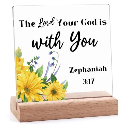 Christian Gifts for Women Men Religious Clear Desk Decorative Sign Inspirational Christian Gifts for Coworker Friends Encouragement Acrylic Plaque with Stand Easter Faith Motivational Baptism Gift