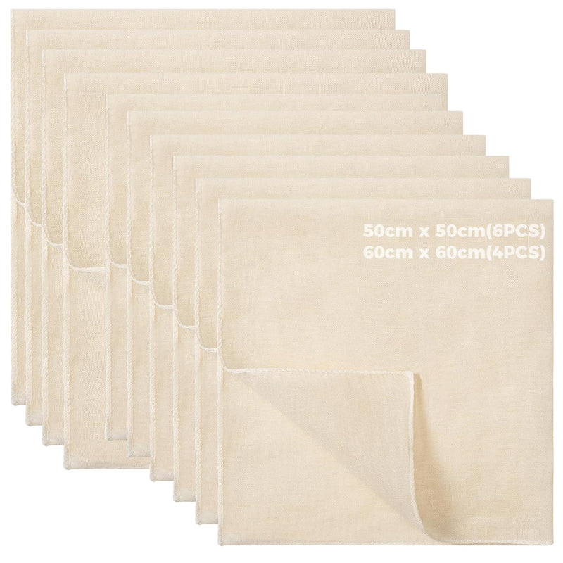 Cheesecloth Reusable Straining Cloth 50 x 50 cm / 60 x 60 cm Pack of 10 | Straining cloth, filter cloth, reusable, washable, cheesecloth for sifting juice, vegetable juice, nut milk, yoghurt tofu