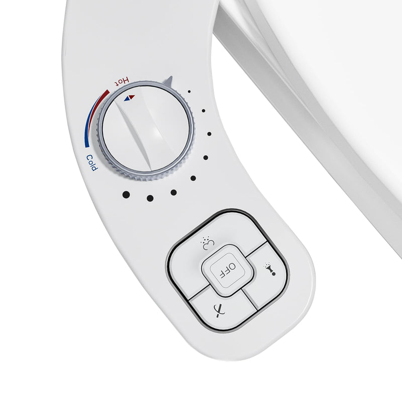 Hot and Cold Bidet, Warm Water Bidet Attachment for Toliet, Non-Electric Warm Bidet with Adjustable Water Pressure, Dual nozzle Rear and Feminine Wash - Self cleaning (White) White