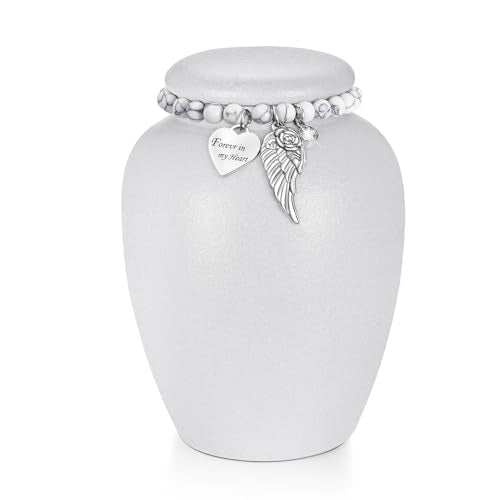 SOITIS Urn for Human Ashes Keepsake- 4.8 Inches White Ceramic Urn Ashes Keepsake, Memorial Holder Decorative Urn, Funeral Cremation Urns for Women Men Small Urn for Human Ashes