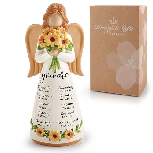 Sunflower Gift for Women,Christian Birthday Gift, Religious Angel Figurines White-sunflowers