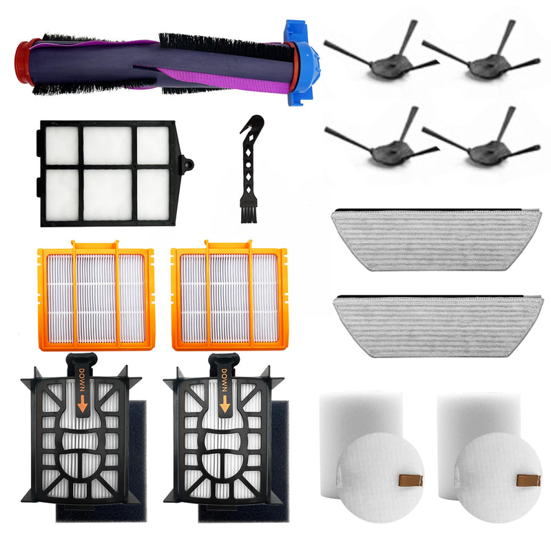 [Australia - AusPower] - 15 Pcs Replacement Part for Shark RV2920XE Robot Vacuum Cleaner.1 Brushroll, 2 filter cotton, 2 Black filter, 2 Orange filter, 1 filter Mesh, 2 Mop Pads, 4 Side Brushes, 1 Cleaning Brush. 15 Pcs 