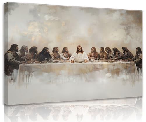 Jesus Last Supper Wall Art Christian Home Wall Decor 12x16in Framed 12"L x 16"W