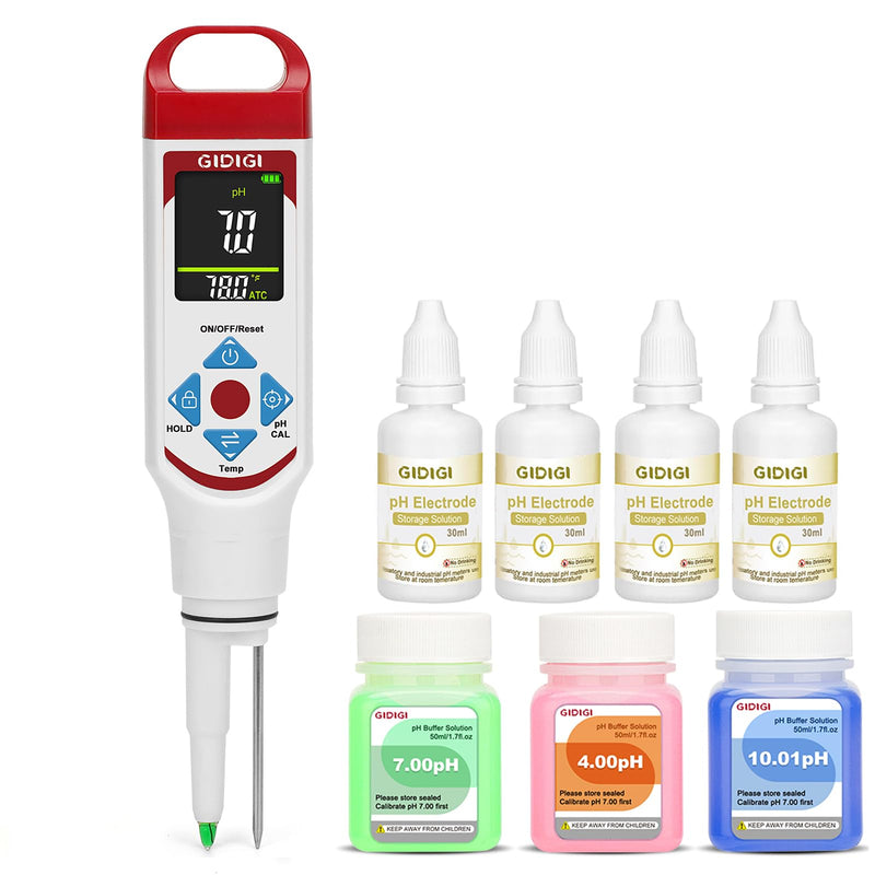 [Australia - AusPower] - pH Meter for Food with pH Electrode Storage Solution Digital pH Tester with ATC for Fermentation Hot Sauce Cosmetics 