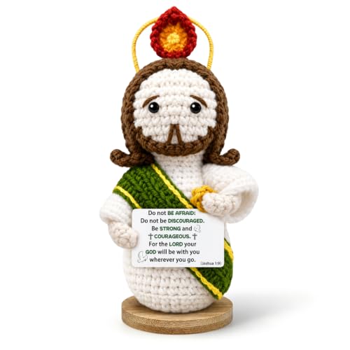 Crochet Jesus Stuffed Animal, Jesus Figurine With Bible Card Christian Gift Joshua