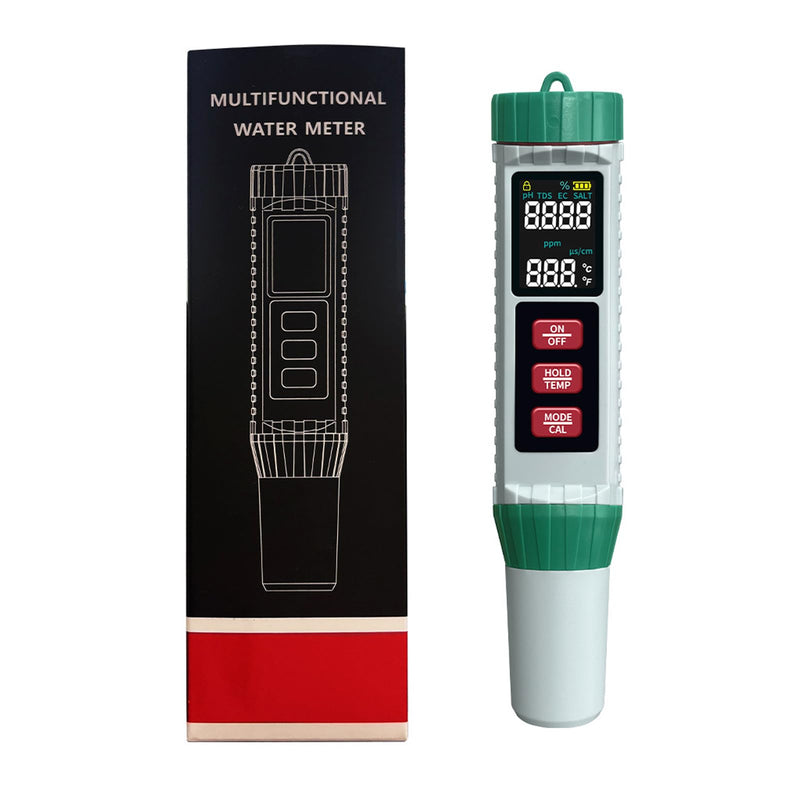 [Australia - AusPower] - Digital Salinity Tester Refractometer Aquarium Salt Tester 6 in 1 Pool Saltwater Tester for Measuring Salinity PPM/PPT, PH, TDS, EC, Temp., Salt Tester for Swimming Pool Hydroponic Marine Aquaculture 