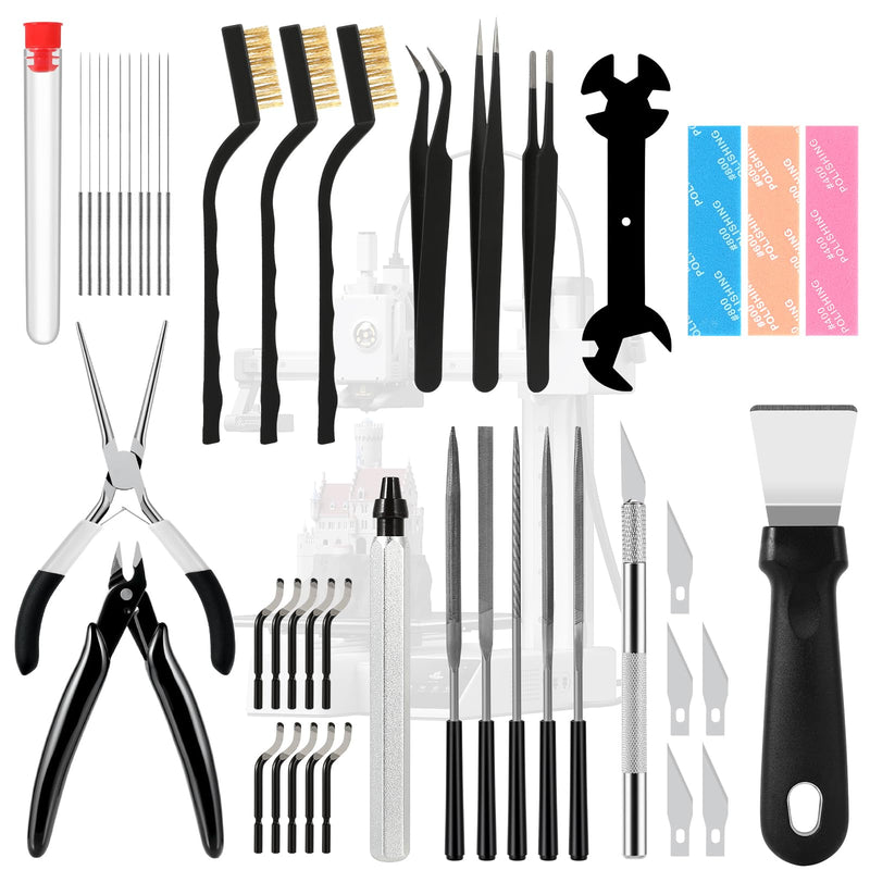3D Printer Tools Kit Essential,for All FDM/SLA model,3D Printer Accessories Printing Tool, Model Process, Finishing, Cleaning, Maintenance, Includes Deburring Tool, Wire Cutter, Nozzle Cleaning Needle