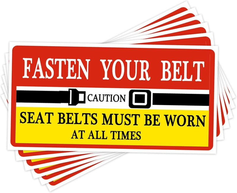 15 Pack Fasten Your Seat Belts Stickers Labels, 5×2.5 Inch Must Be Worn at All Times Safety Labels,Adhesive Caution/Notice/Warning/Reminder for Car