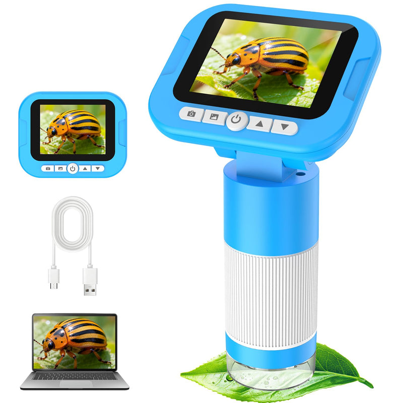 FINIBO Digital Microscope for Children, 1000X, 2.4 Inch Screen, Children's Microscope for Learning & Discovery, with USB Photo & Video Recording, Toy from 6 Years, Boys & Girls | Children's microscope for learning and discovering, with USB photo and vi...