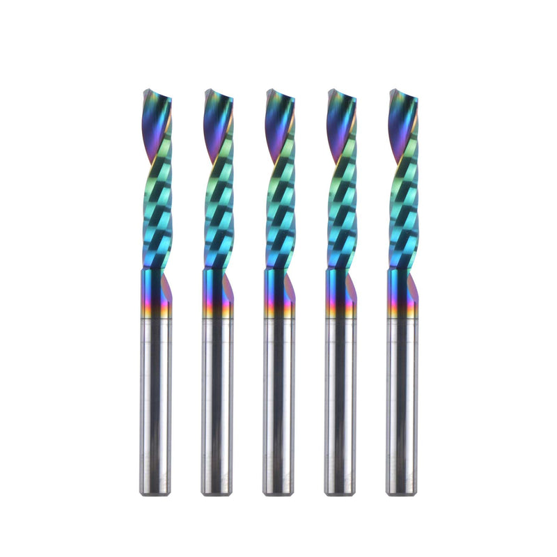 SpeTool Aluminum Milling Cutter 4 mm Shank CNC Wood Solid Carbide 22 mm Cutting Length End Mill with DLC Coating for Aluminum and Plastic Pack of 5 Dia4-Lenth22