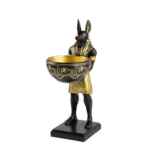 Anubis Statue with Bowl – 10” Resin Ancient Egyptian Egypt Decor
