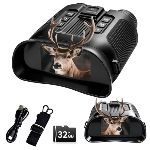 Night Vision Goggles for Adults, 4K Night Vision Binoculars 8X Zoom & 5000mAh Rechargeable Battery, 3" HD Screen & 32GB Card, Infrared Vision, Infrared Binoculars for Hunting, Camping & Security