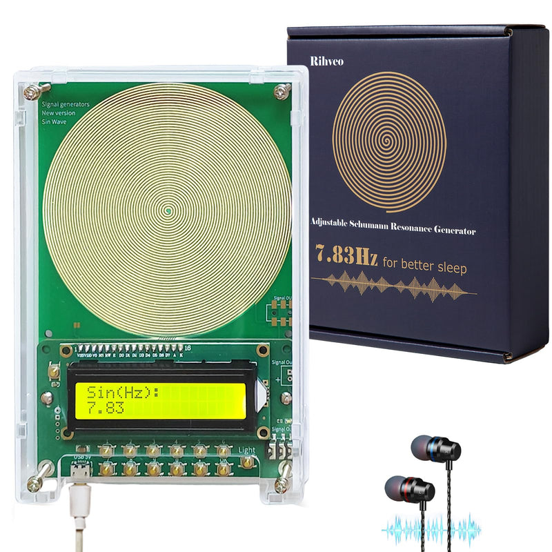7.83Hz Schumann Resonance Generator, Adjustable Sine Wave Frequency Generator for Healing (0.01Hz-299999Hz) with Acrylic Case, USB Powered Signal Generator for Relaxation, Stress Relief & Better Sleep