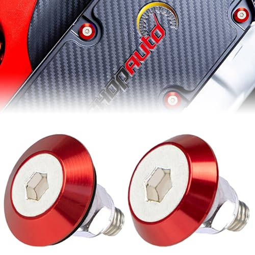 Red Shopauto aluminum tapered flat washers, 24mm OD, M6 and M8, 16-piece set