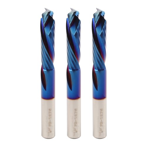 FOOS Nano - Compression Cut Spiral Router Bit Set - Solid Carbide - 1/4” Shanks - (3 Pack 1/4") 1/4" Cutting Diameter 3