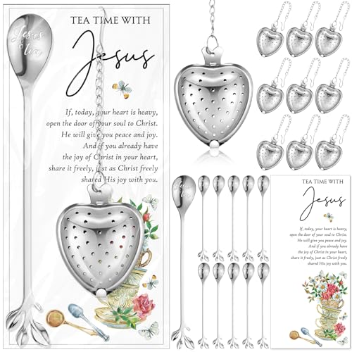 Qinyoung 15 Sets Christian Tea Party Favors for Women,Silver Silver