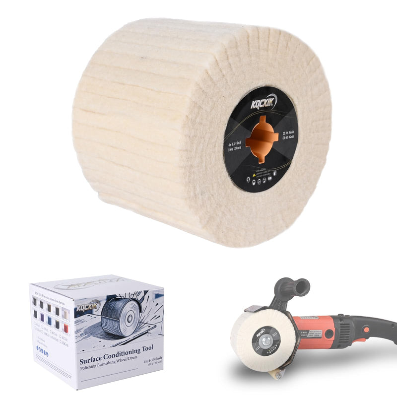 4.8" x 4" Wool Felt Surface Conditioning Tool, Wire Drawing Wheel for Burnishing Machines, High-Precision Abrasive Buffing Drum for Metal, Jewelry, Glass