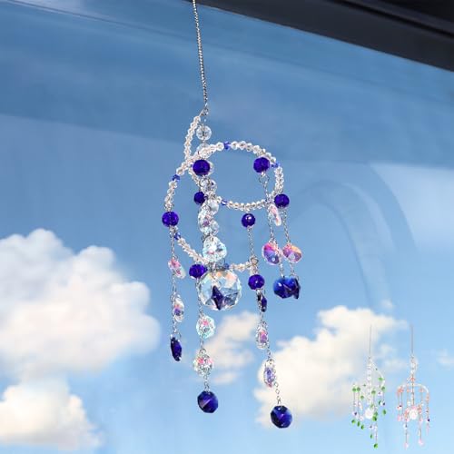 Geili Crystal Sun Catcher Rainbow Maker,Spiral Wind Chime Suncatcher(Blue) CH,BLUE