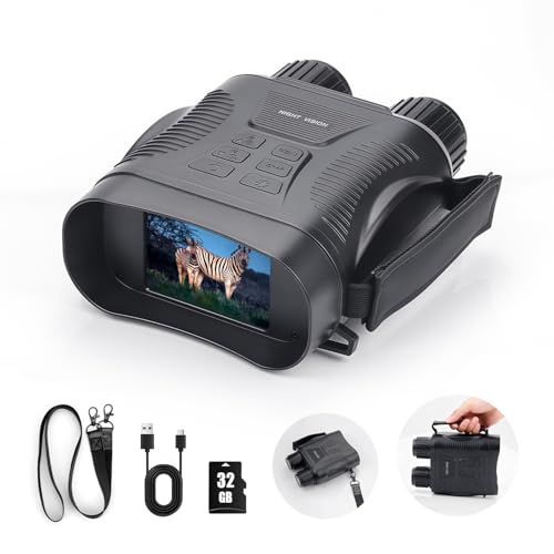 Night Vision Goggles - 4K Night Vision Binoculars for Adults mit 32GB TFT Card 2700FT IR/2000mAh, 2.8'' HD Screen, 7 Gear Infrared and 10X Digital Zoom for Outdoor Enthusiasts and Animal Watchers