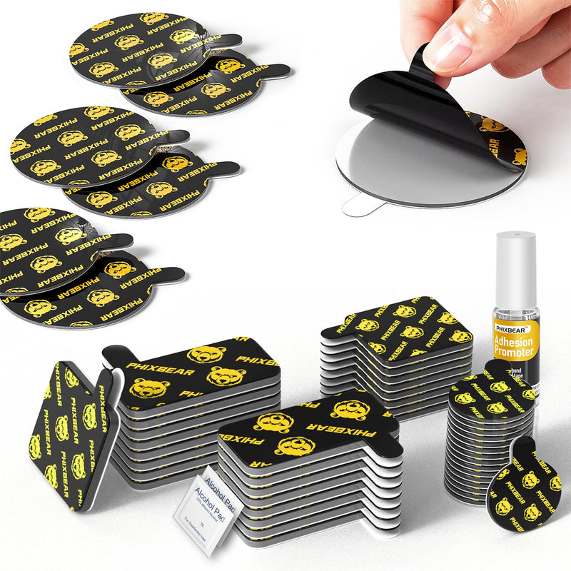 PHIXBEAR Extreme Env. Double Sided Sticky Pads for Dash Cam Mount - Outdoor Heavy Duty Strong Mounting Tape Waterproof Heat Resistant, 36Pcs 1’’ & 2’’ Adhesive Tape for Car Phone Holders